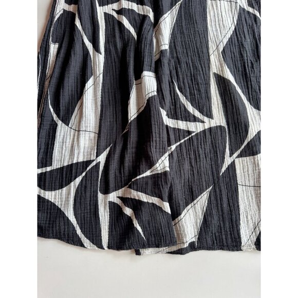 ANTHROPOLOGIE White Black Sheer Printed Cotton Gauze Wide Leg Jumpsuit, Size L - Picture 8 of 16